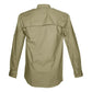 Khaki long-sleeve Adventure Safari Shirt for Men with back yoke panel for outdoor essentials
