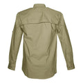 Khaki long-sleeve Adventure Safari Shirt for Men with back yoke panel for outdoor essentials