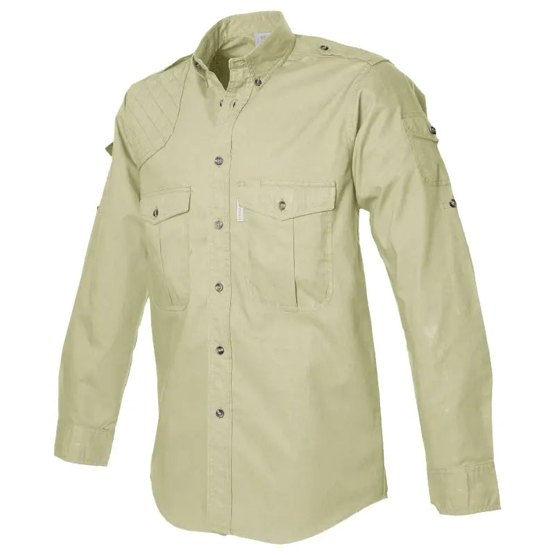 Khaki Military Shooter Shirt for Men, inspired by safari style with chest pockets