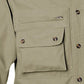 Khaki utility pocket with snap buttons on Left-Hand Hunter Shirt for Men, features quilted shooter patch