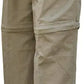 Khaki Zambezi Convertible Zip off Safari Pants with four flap cargo pockets and elastic waist accents