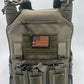 Khaki green tactical body armor with modular attachments for large size protection by Redemption Tactical