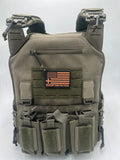 Khaki green tactical body armor with modular attachments for large size protection by Redemption Tactical
