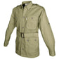 Khaki safari jacket for men with buttoned flap covered chest pockets and functional swiss tabs