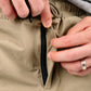 Khaki carrier traveler joggers with concealed carry zippered pocket and carrier retention waistband