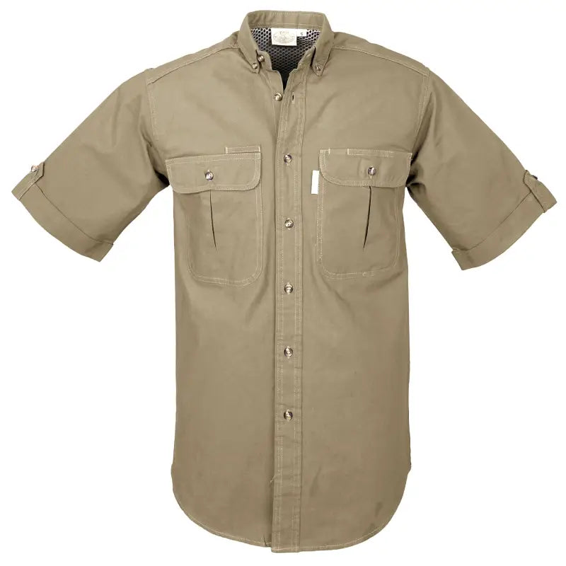 Khaki Adventure Safari Shirt for Men with two chest pockets to carry essential outdoor gear