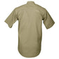 Khaki short-sleeved button-up Safari Shirt for men, ideal as a hunting shirt for outdoor essentials