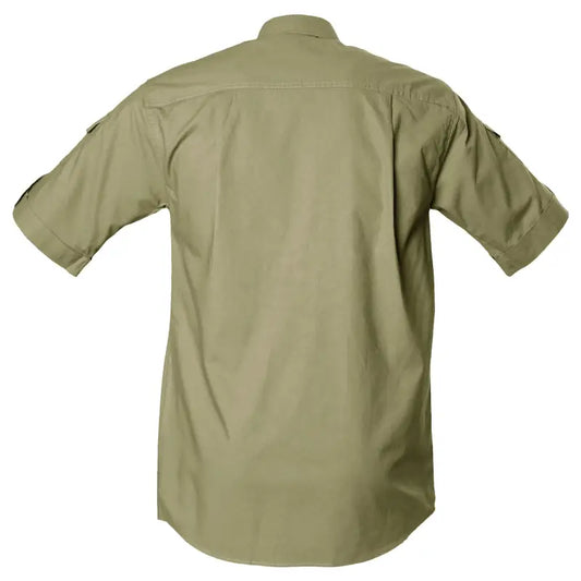 Khaki Shooter Shirt for Men with functional cross-stitched epaulettes and sleeves hold ammo