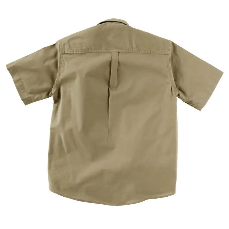 Khaki Trail Shirt for Kids with short sleeves, button-up style, and back pleat