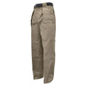 Khaki six-pocket Congo pants for men featuring multiple pockets and belt loops