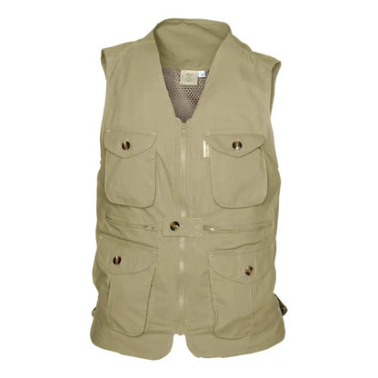 Khaki utility vest with pockets and buttons, perfect for women - Khaki Livingstone Vest