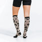 Knee-high socks with gray leopard print, perfect for Marathon Leopard and first responders