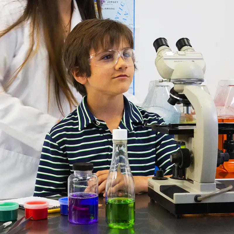 Laboratory microscope with Clear Children’s Safety Glasses for high impact protection