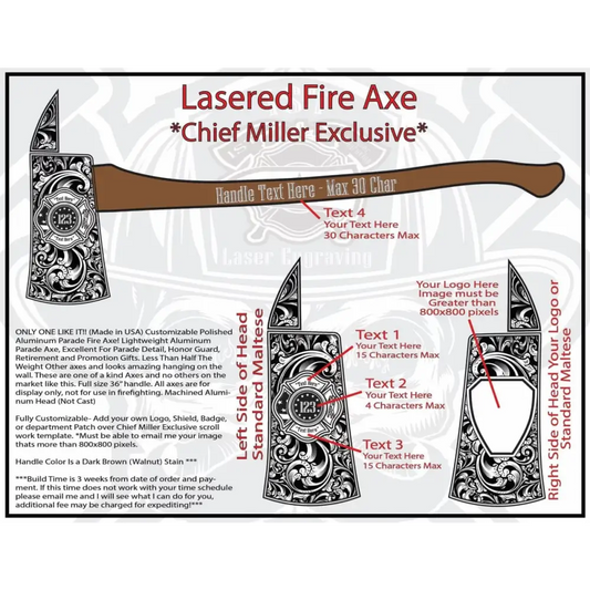 Chief Miller Decorative Plaques Lasered Fire Axe - Personalized/Customizable Apparel