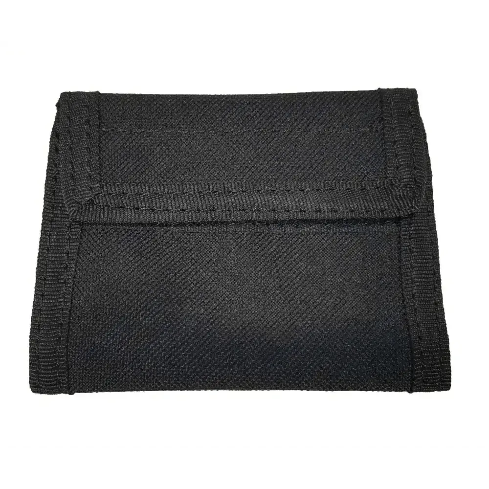 Black nylon tri-fold wallet with Velcro closure for EMT Paramedic Police latex-nitrile gloves