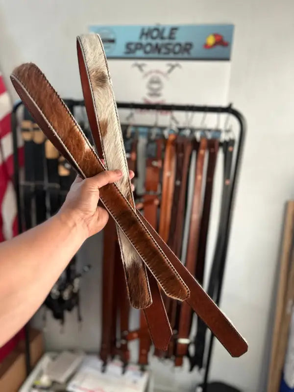 Genuine Hair On Radio Strap Set with Leather and Cowhide Belts for vintage style
