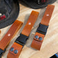 Leather helmet straps with black buckles for Box Light Quick Release system