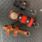 Leather keychain holder for flashlight holder, inverted firefighter flashlight holder