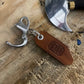 Leather keychain with metal clip featuring 50mm quick release clip for easy attachment