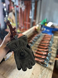 Leather work gloves with wrist strap for first responders firefighter police safety gear