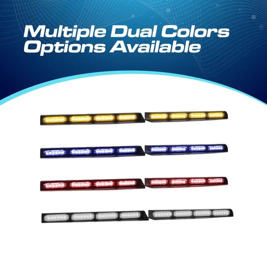LED light bars in multiple colors on UBL U-Lite Visor Bar for vibrant visibility
