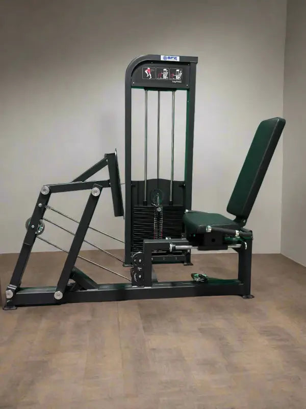 SFE Selectorized Horizontal Leg Press featuring 250lb weight stacks for effective leg workouts