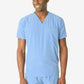 Light blue men’s double-pocket scrub uniform with v-neck top and matching pants