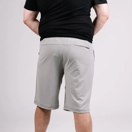 Light gray Carrier Shorts with black waistband, featuring patented carrier retention