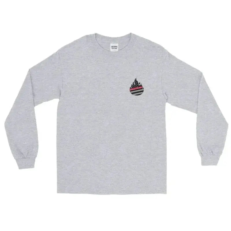 Light gray long sleeve t-shirt with flame logo, Snake On A Fire Stick - Long Sleeve