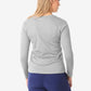 Light gray long-sleeve underscrub top displayed from the back for women