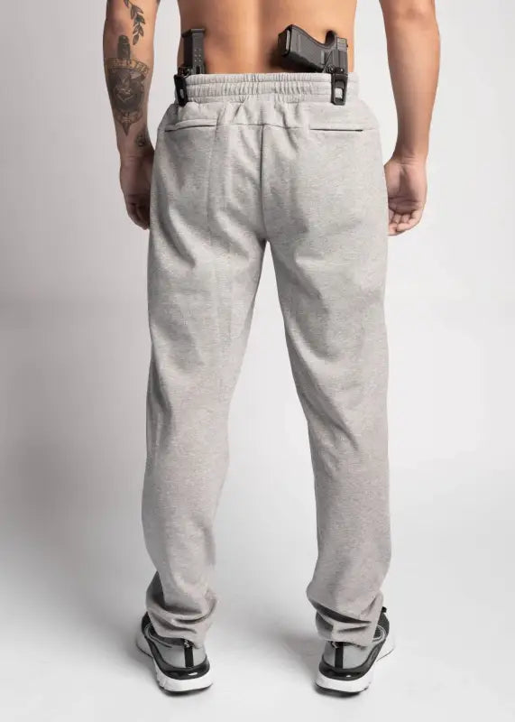 Light gray Carrier Sweatpants with patented carrier retention waistband and back pockets