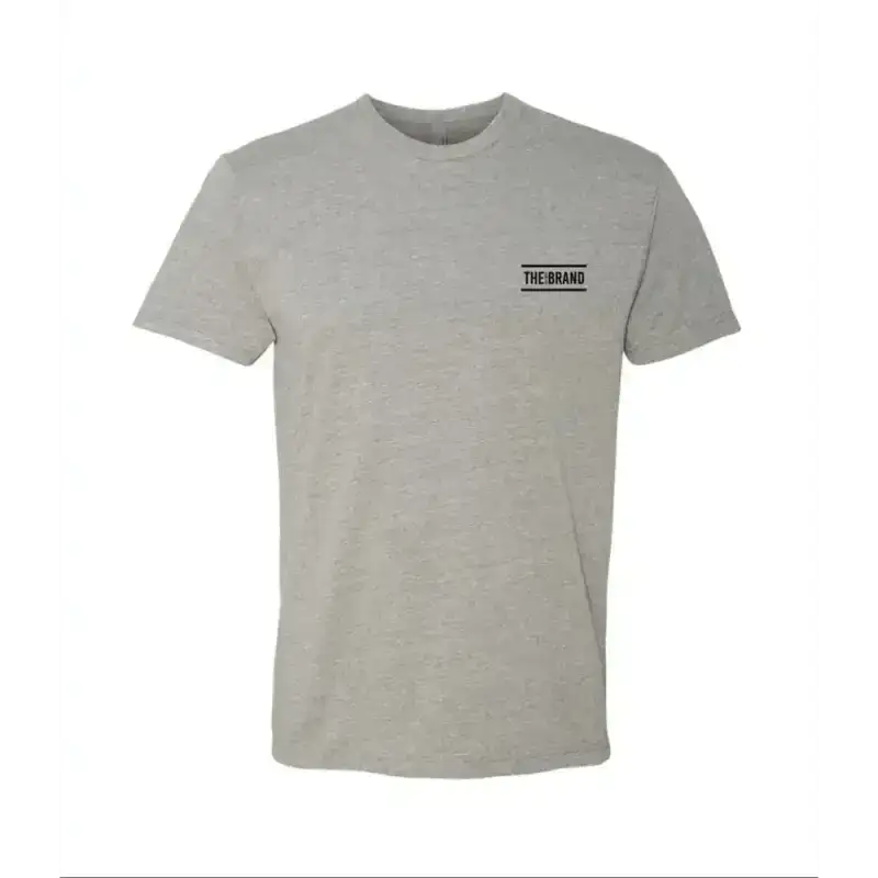 Light gray Off Duty Essential Tee with small black logo on chest for stylish comfort