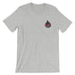 Light gray firefighter short sleeve t-shirt with black and red flame logo on chest