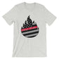 Light gray t-shirt with black and white American flag in flame, heather prism dusty style