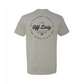 Light gray Off Duty Essential Tee featuring circular text design on back