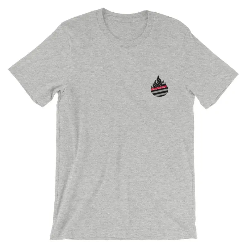 Light gray t-shirt with flame logo, perfect match for Athletic Heather style