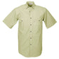 Light green safari shirt for men, short sleeves with chest pockets for outdoor essentials