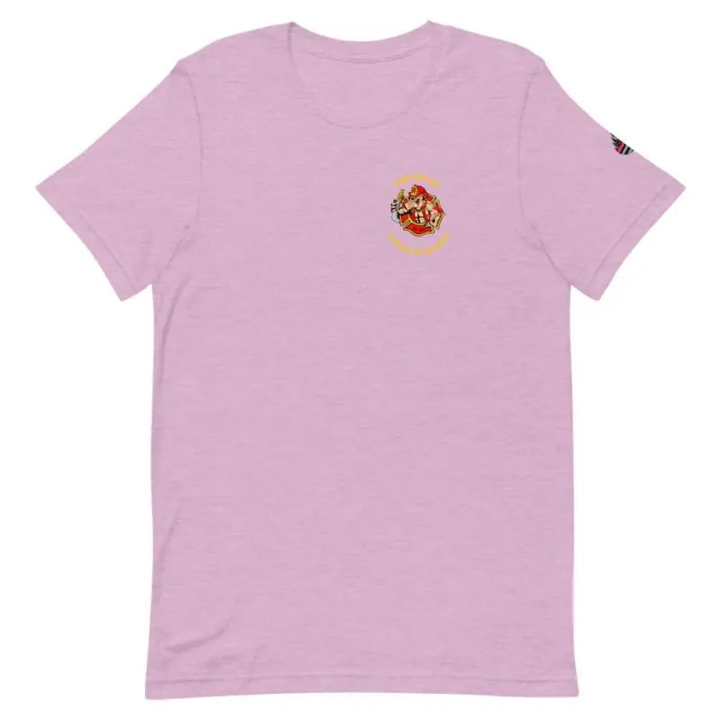 Light pink t-shirt with embroidered patch from Engine 19 in Heather Prism Lilac