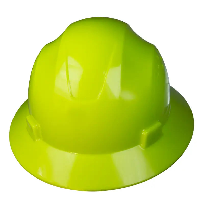 Lime Green Full Brim Safety Hard Hat with 4 Point Suspension, ANSI Z89 compliant