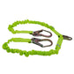 Lime green internal shock-absorbing lanyard with metal hooks for safety and durability