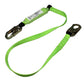 Lime green shock-absorbing lanyard with metal clips for single leg external use