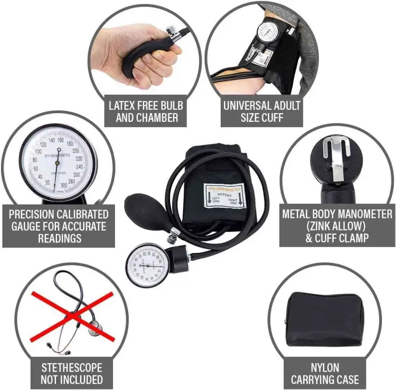 LINE2design Blood Pressure Cuff with aneroid sphygmomanometer and carrying case trauma