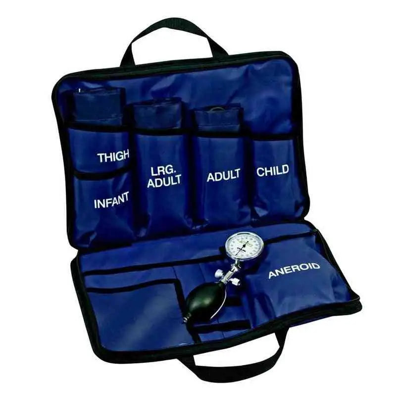 LINE2design Blood Pressure Cuff Kit with 5 cuffs and aneroid gauge in blue case