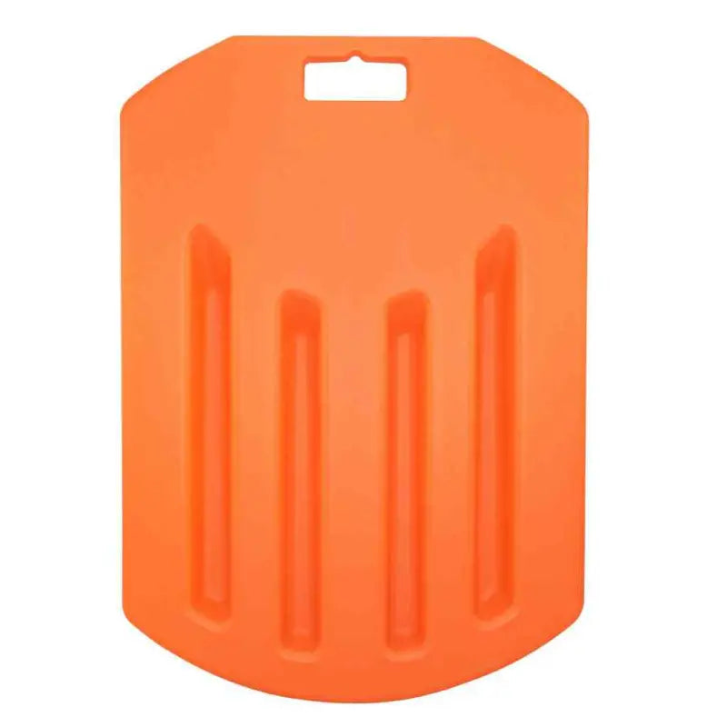 Orange plastic kneeling pad with grooved channels for Line2design CPR Board Life Saver