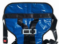 Blue and black safety harness for LINE2Design Deluxe Pedi Pediatric Child Restraint Seat