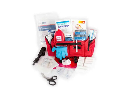 Red LINE2design Emergency First Aid Responder Kit Medical with supplies and gloves