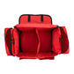 Red duffle bag with compartments and black trim for LINE2design Emergency Aid Responder Kit