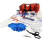 Red emergency first aid kit with supplies, part of Line2Design Emergency Responder Kit Medical