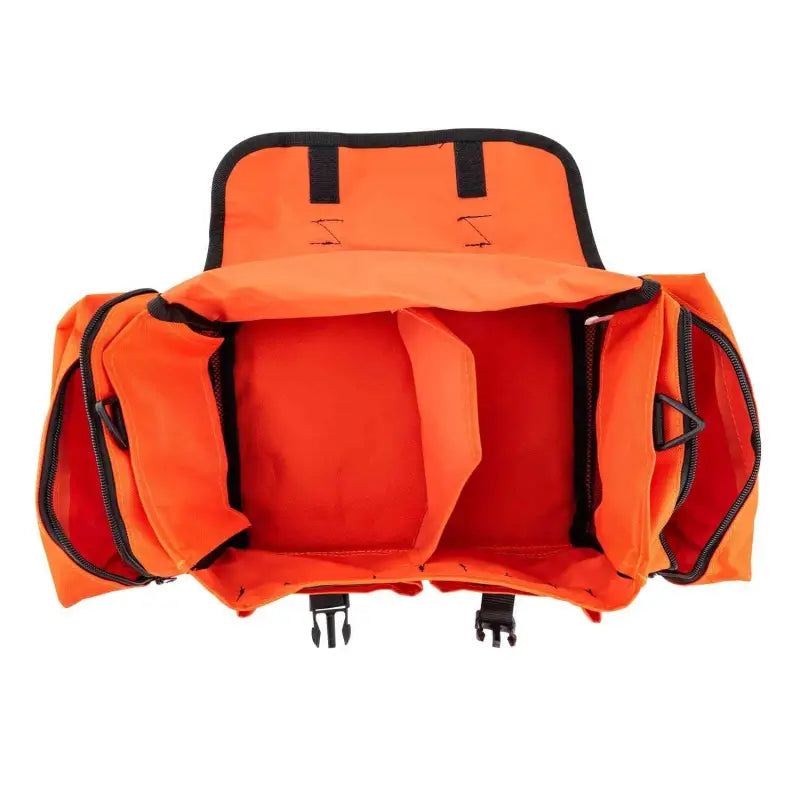 Orange duffel bag with compartments and black trim for LINE2design Emergency Aid Responder Kit