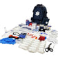 Navy blue LINE2design Emergency Medical Backpack with trauma supplies and conforming stretch gauze